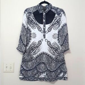 Citron Collection Paisley 100% Silk Tunic Top